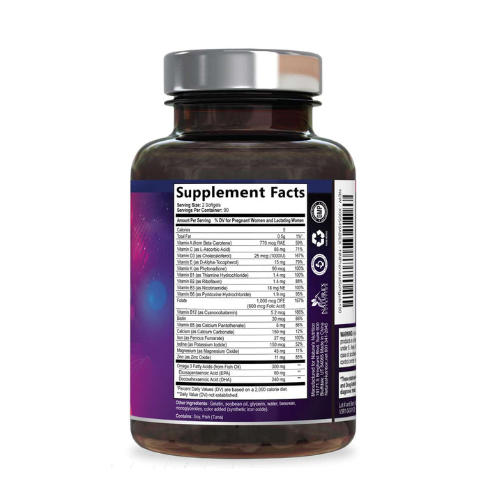 Prenatal Vitamins with Folic Acid & DHA – 180 Softgels