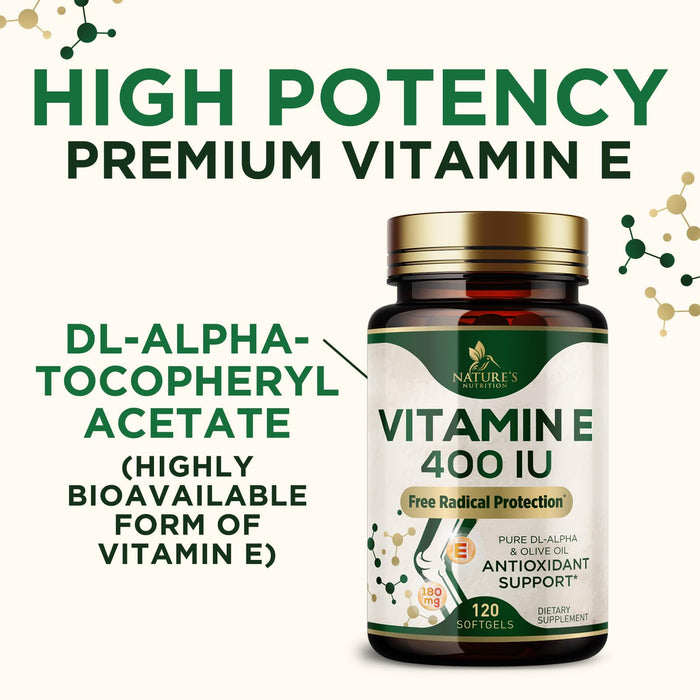 Vitamin E 400 IU Softgels (180mg DL-Alpha) – 120 Softgels