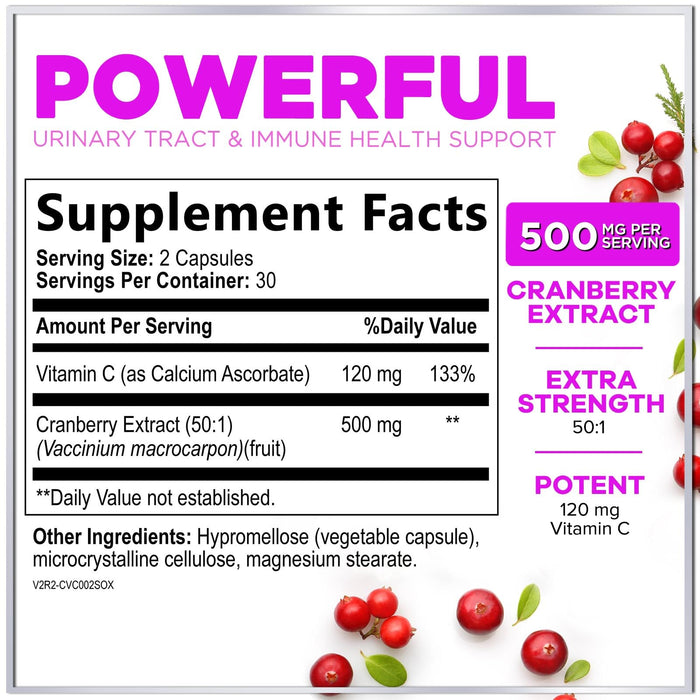 Cranberry 25,000mg Formula + Vitamin C – 60 Capsules