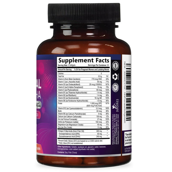 Prenatal Vitamins with Folic Acid & DHA – 60 Softgels