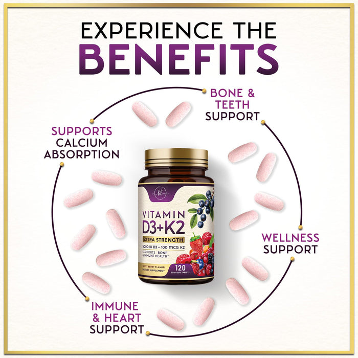 Vitamin D3 K2 – 5000 IU – 120 Tablets