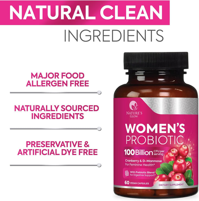Probiotics For Women 50 Billion CFU - Women's Probiotic For Digestive Health 16 Unique Strains - Daily Vaginal PH Balance & Feminine Health Support, Womens Probiotic With Acidophilus - 60 Capsules