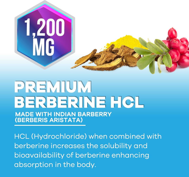 Nature's Nutrition Berberine Supplement 1200mg per Serving - High Absorption Heart Health Support & Immune Support - Berberine Plus - Berberine HCI Supplement Pills, Gluten-Free