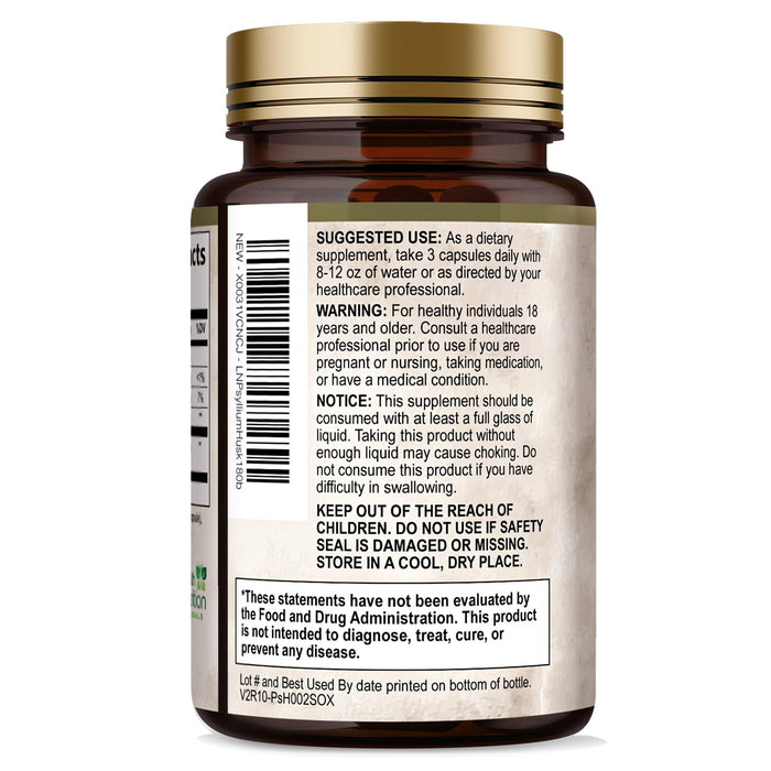 Psyllium Husk Fiber Capsules 1500mg – 180 Capsules