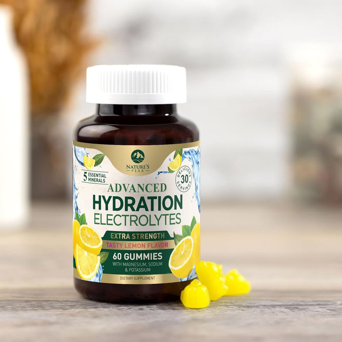 Hydration Electrolyte Gummies - Daily Liquid Replenisher Gummy - Electrolyte Multiplier with Minerals, Potassium & Real Salt - Vegan, Non-GMO - Tasty Lemon Flavor Hydration Electrolytes