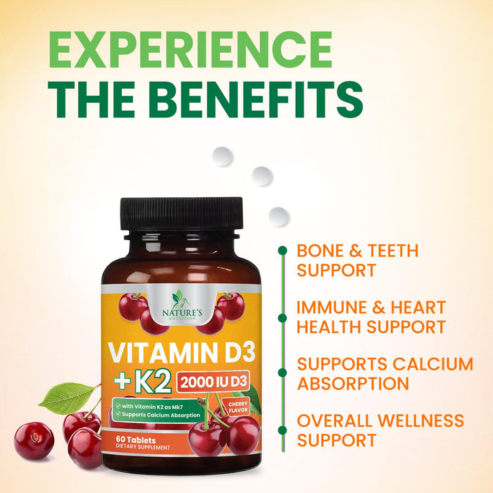 Vitamin D3 K2 2000 IU + with K2 (MK-7) 75 mcg – 60 Tablets