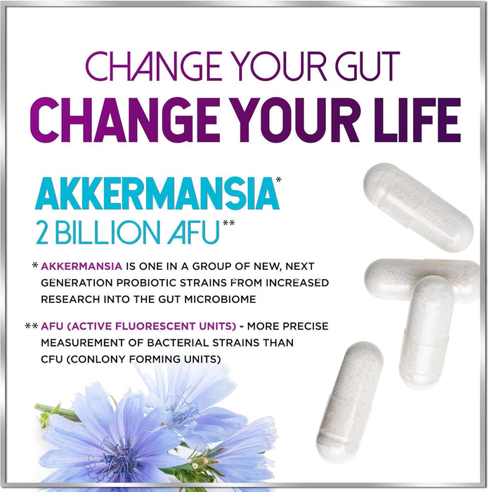 Akkermansia Probiotic Supplement with Prebiotic Inulin Fiber - 2 Billion AFU to Support GLP-1 Production, Digestive Health, Immune Support - Akkermansia Muciniphila Good Gut Health