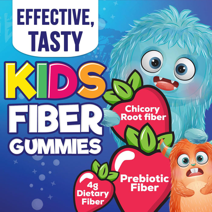 Fiber Gummies for Kids, Daily 4g Gummy Fiber Supplement, Prebiotic Digestive Health Support - Nature's Plant Based Soluble Fiber, Supports Regularity & Digestion for Kids Non-GMO - 120 Gummies
