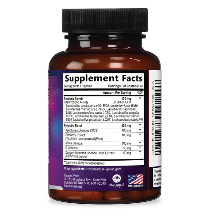 Vaginal Probiotics for Women pH Balance with Prebiotics 50 Billion CFU – 60 Capsules