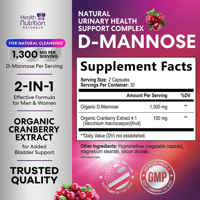 D-Mannose 1,000mg – 60 Capsules