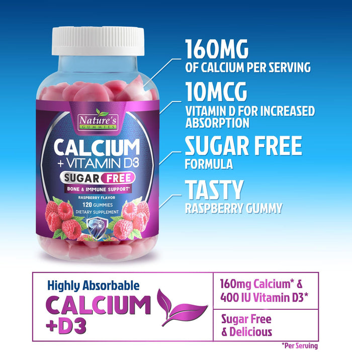 Sugar Free Chewable Calcium Gummy Vitamins – 400 IU – 120 Gummies
