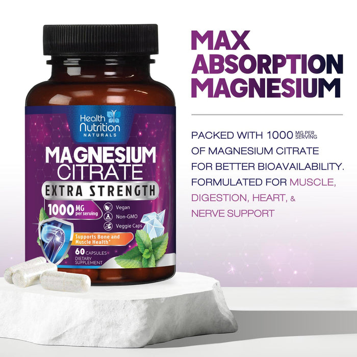 Magnesium Citrate Capsules 1000mg – 60 Capsules