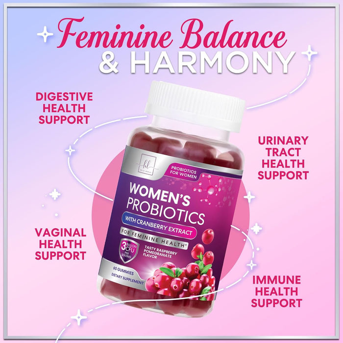 Hello Lovely! Probiotics for Women - Multi Strain Womens Probiotic Gummy w/Cranberry for Vaginal, Digestive, pH & Immune Health Support, 3 Billion CFU Prebiotic & Probiotic Supplement