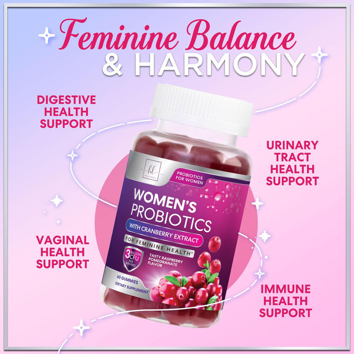 Probiotics for Women Gummies with Cranberry – 3 Billion CFU – 60 Gummies