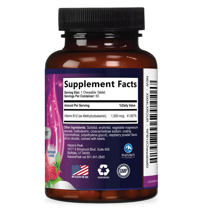 Vitamin B12 1000 mcg (Methylcobalamin) Super B 12 Complex – 60 Day Supply