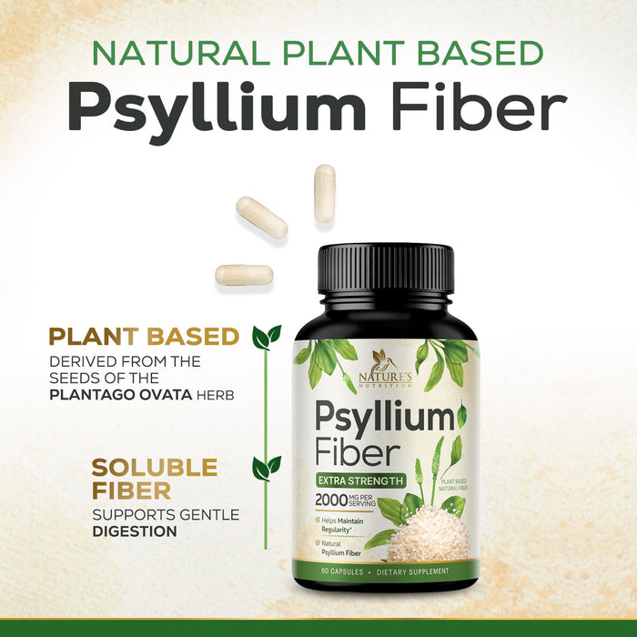 Psyllium Husk Fiber 1500mg – 60 Capsules
