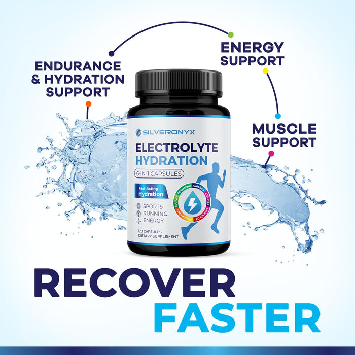 Electrolytes Supplement - Sugar Free, Advanced Hydration Complex with Sodium Chloride, Magnesium, Potassium, Calcium, Vitamin D3 - Best Hydrating Mineral Salt Pills - Vegan & Keto - 120 Capsules