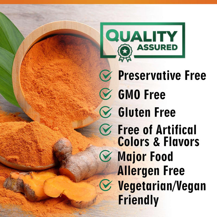 Turmeric Curcumin Supplement 1950mg - 95% Curcuminoids with Organic Turmeric & Ginger, BioPerine Black Pepper for Best Absorption, Nature's Vegan Joint Support, Non-GMO, Bottled in USA - 60 Capsules