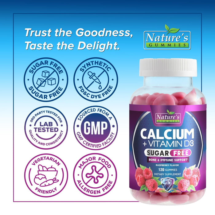 Sugar Free Chewable Calcium Gummy Vitamins – 400 IU – 120 Gummies