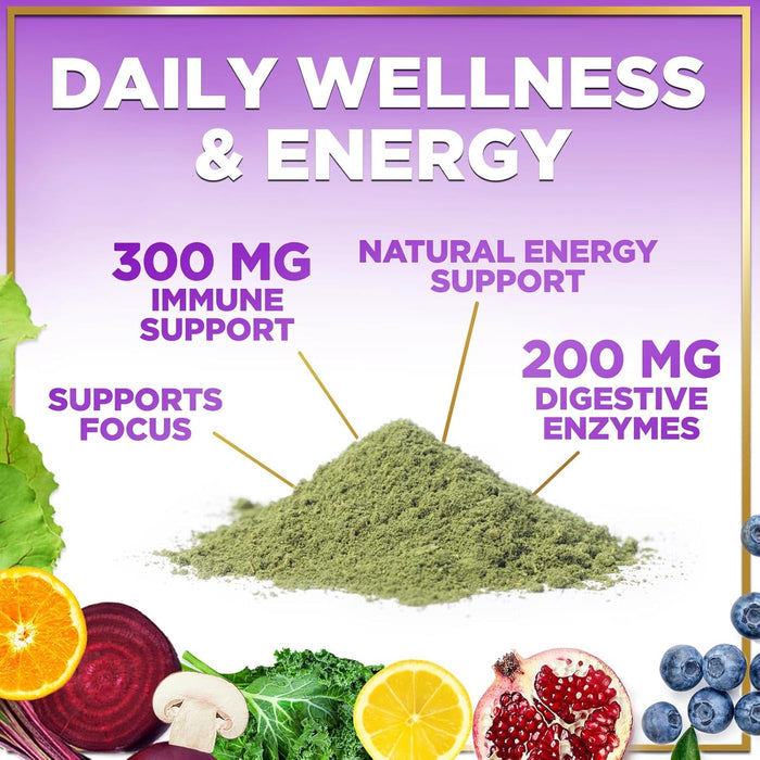 Hello Lovely! Super Greens Powder - Green Blend Drink Smoothie Mix for Energy Support with Superfood Spirulina, Chlorella & Antioxidants, Digestive Enzymes, Vegan, Non-GMO Greens Powder - 30 Servings