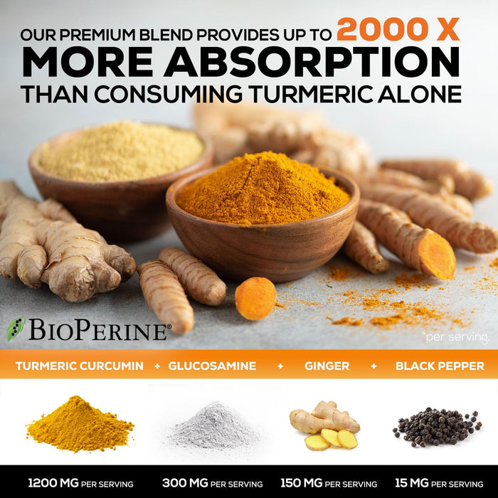 Turmeric Curcumin 2000mg with Glucosamine Chondroitin & Ginger – 240 Capsules