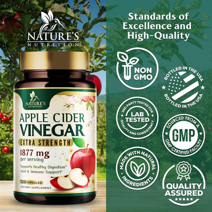 Apple Cider Vinegar Capsules for Detox and Cleanse, Digestion, and Immune Support, - 1300 mg per serving premium ACV Pills - Gluten Free, Keto Friendly, Non-GMO Supplement