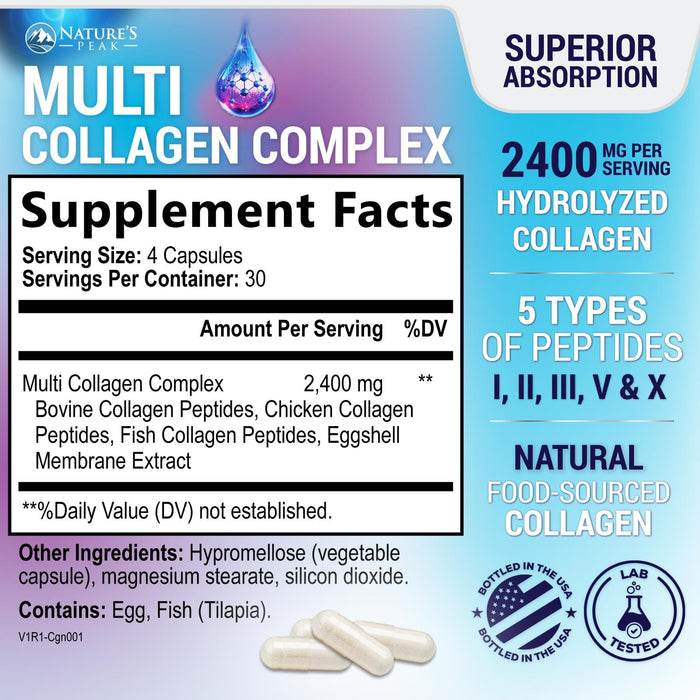 Multi Collagen Peptides for Hair – 120 Capsules
