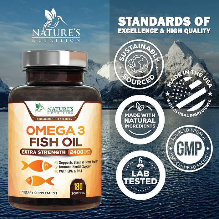 Omega-3 Fish Oil – 2400mg – 180 Softgels