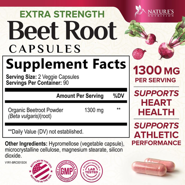 Beet Root Capsules 1300mg – 180 Veggie Capsules