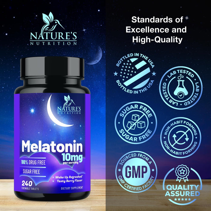 Fast Dissolve Melatonin 10mg - Berry Flavored - 240 Chewable Tablets