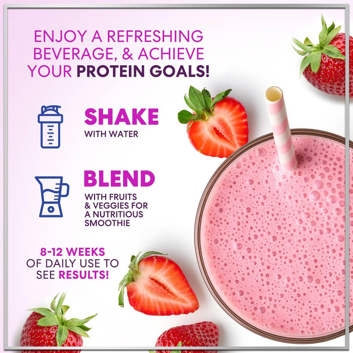 Collagen Peptides Powder 20g - Hydrolyzed Type 1 & 3 Berry Flavor Collagen Powder - Biotin, Hyaluronic Acid, Vitamin C - Hair, Skin, & Nails Support Supplement for Women & Men - Bottled in USA, 10.5oz
