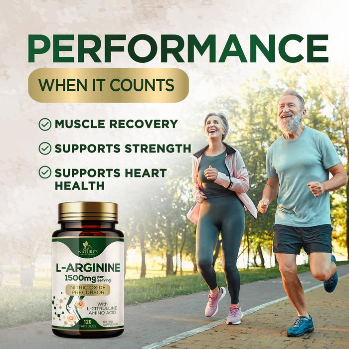 Nitric Oxide Formula with L-Arginine + Citrulline – 1000mg – 120 Capsules