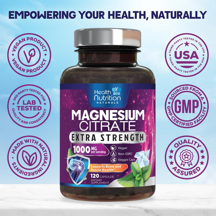 Magnesium Citrate Capsules 1000mg – 120 Capsules