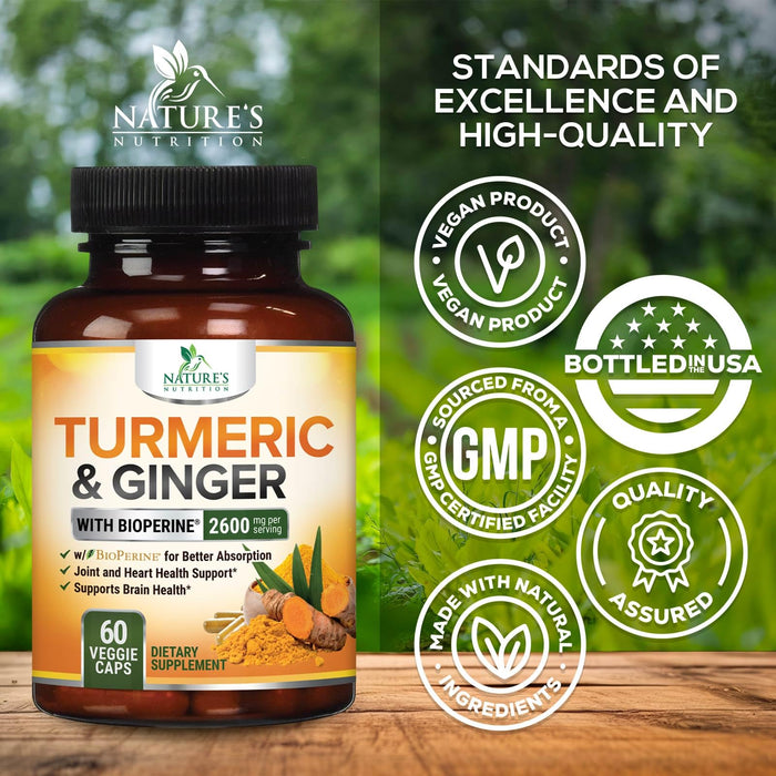 Turmeric Curcumin 2600mg with Organic Ginger & Turmeric – 60 Capsules
