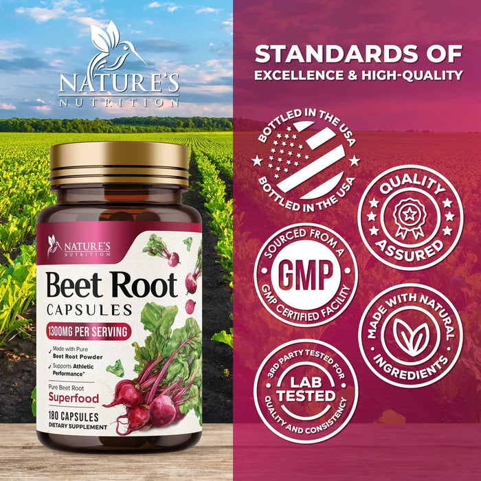 Beet Root Capsules 1300mg – 180 Veggie Capsules