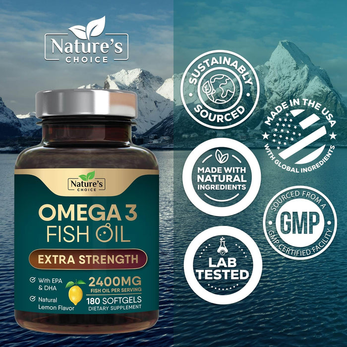 Omega-3 Fish Oil – 2400mg – 180 Softgels