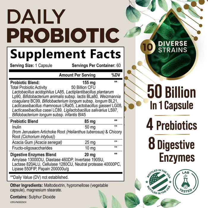 Probiotics 60 Billion CFU + 10 Strains – 60 Capsules