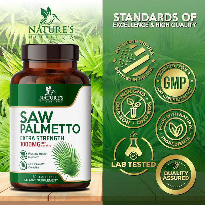 Saw Palmetto for Men - 1000 MG Saw Palmetto Extract - Essential Nutrients from Non-GMO Saw Palmetto Berries, Supplements for Men & Women