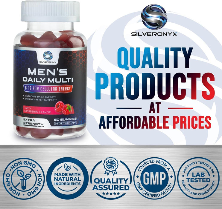 Men's Multivitamin Gummy - Max Strength Mens Multi Vitamins - Daily Men Multivitamins with Vitamin A, C, D, E, B6, B12 & Zinc for Immune Support, Nature's Supplement Brand, Berry Flavored - 60 Gummies