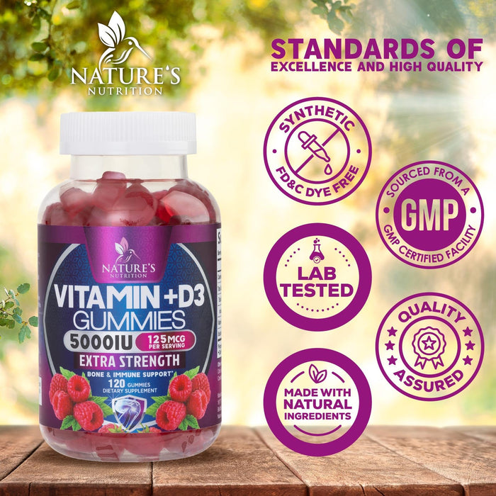 Vitamin D3 Gummy 5000 IU (125 mcg) Dietary Vitamins D – 120 Gummies