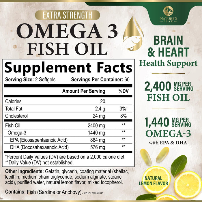 Omega-3 Fish Oil – 2400mg – 120 Softgels
