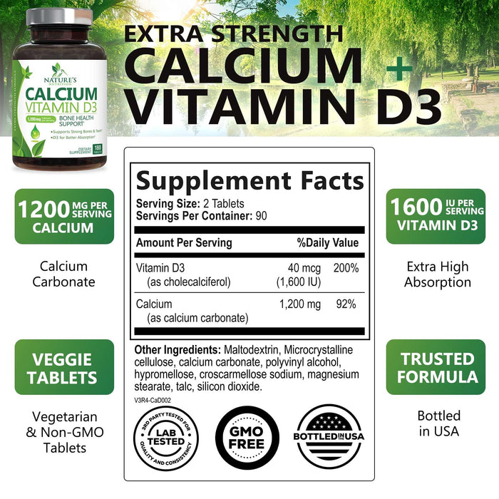 Calcium with Vitamin D – 1200mg – 180 Tablets