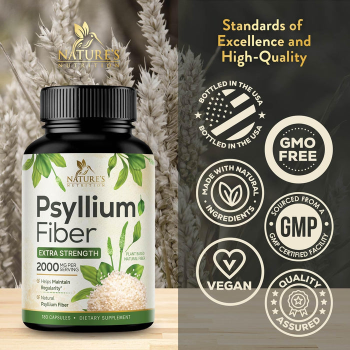 Psyllium Husk Fiber 1500mg – 180 Capsules