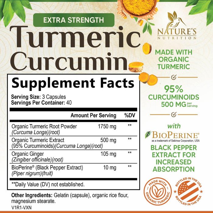 Turmeric Curcumin 1750mg with Organic Turmeric & Ginger – 120 Capsules