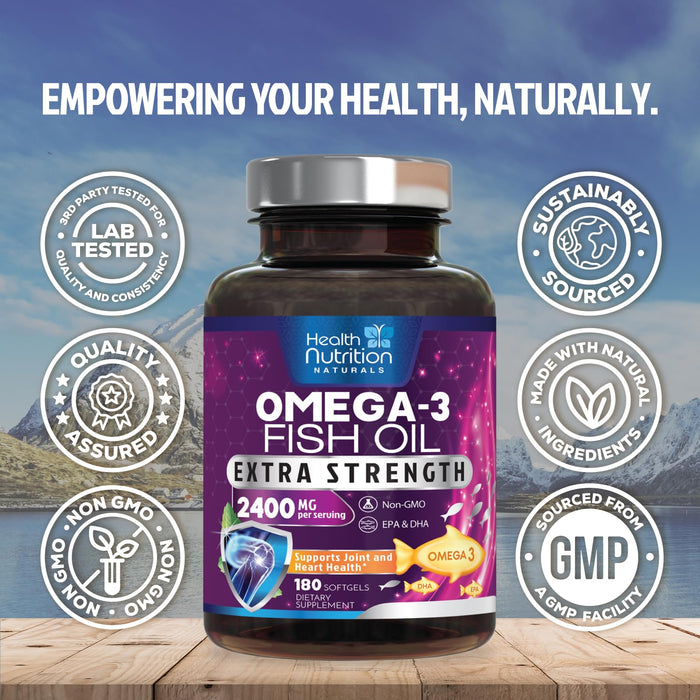 Omega-3 Fish Oil – 2400mg – 180 Softgels