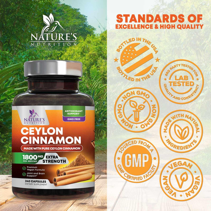 Organic Ceylon Cinnamon 1800mg – 240 Capsules