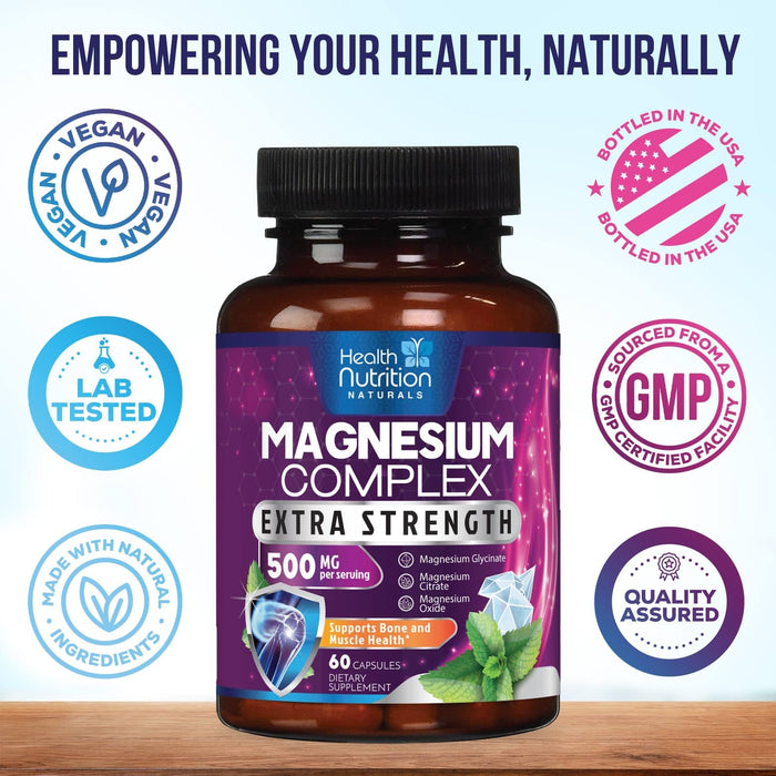 Magnesium Complex Capsules 500 mg with Oxide – 60 Capsules