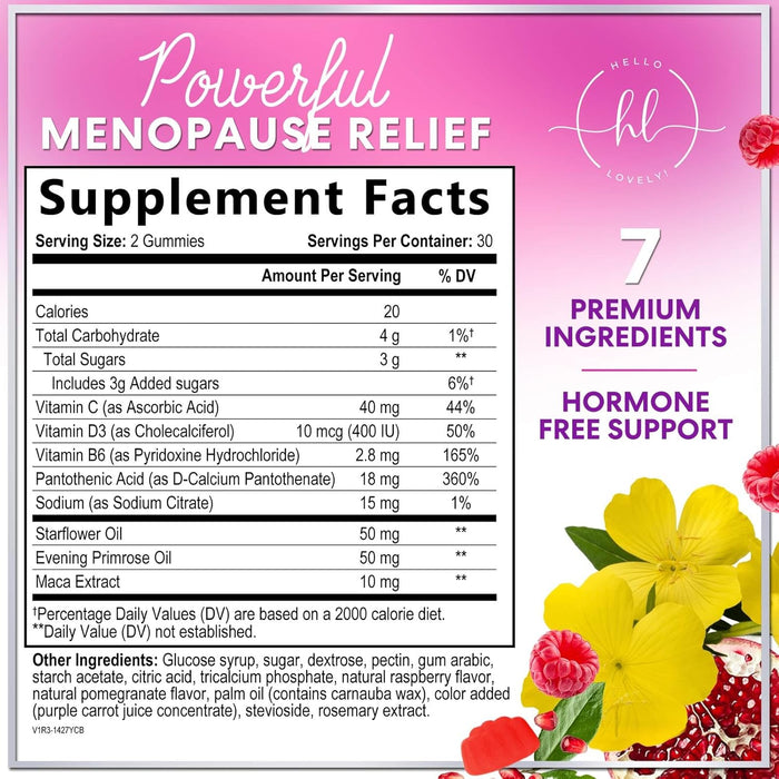 Menopause Relief Gummies - Multi Benefit Menopause Supplements for Women (30 Servings) Hormone Support for Night Sweats, Hot Flash Relief & More, Non-GMO & Gluten-Free Ingredients - 60 Gummies