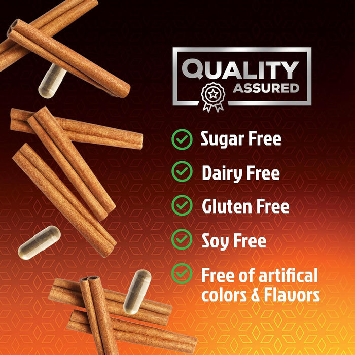 Pure Cinnamon Capsules, Certified Organic Ceylon Cinnamon Pills, Non-GMO, Gluten-Free, Dairy-Free, Sri Lanka Cinnamon Powder Supplement, Best Vegan True Cinnamomum Vitamins, Sugar Free