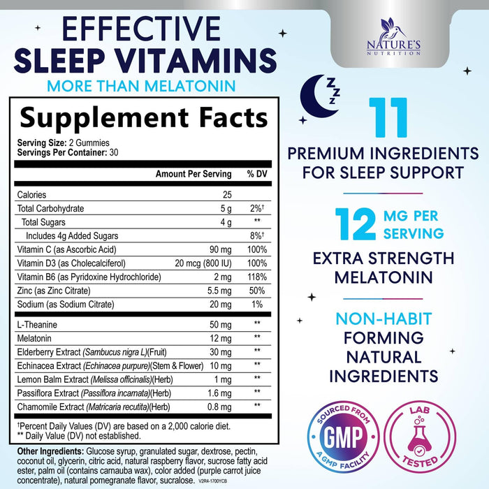 Sleep Gummies with Melatonin 12 mg – 60 Gummies